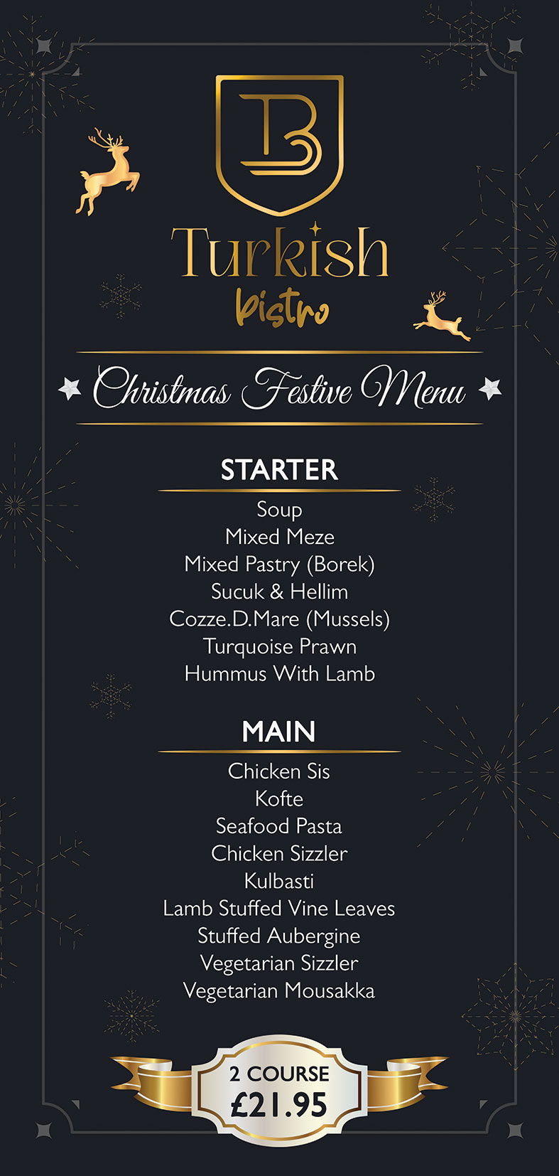 Christmas Festive Menu Turkish Bistro Cheadle